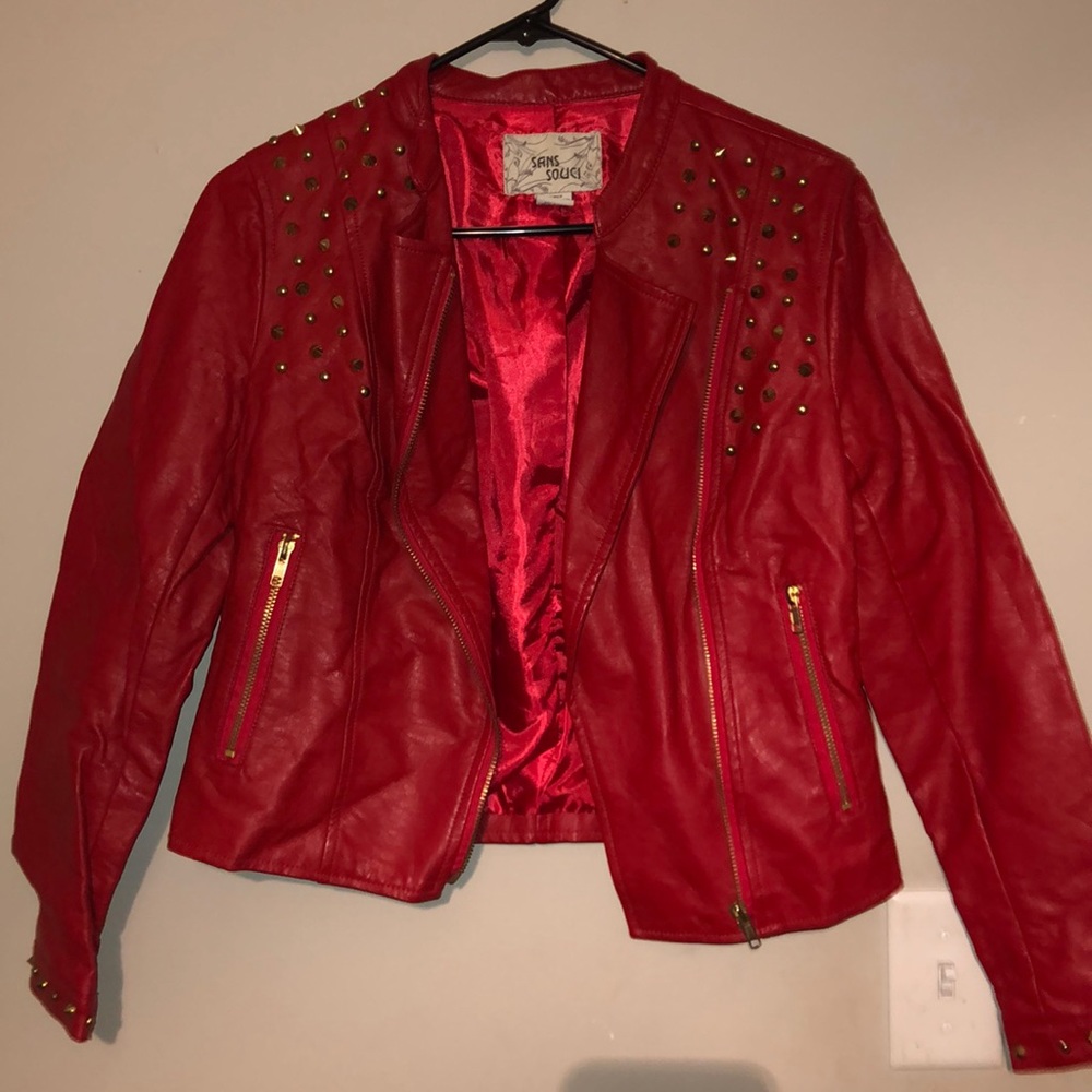 A red leather bomber jacket.